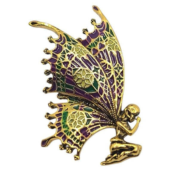 Jewelry - Gold and Purple Fairy Brooch